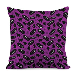 Purple Halloween Coffin Pattern Print Pillow Cover