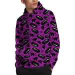 Purple Halloween Coffin Pattern Print Pullover Hoodie