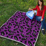 Purple Halloween Coffin Pattern Print Quilt