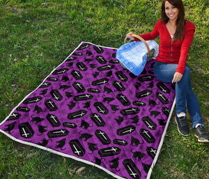 Purple Halloween Coffin Pattern Print Quilt