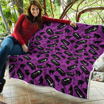 Purple Halloween Coffin Pattern Print Quilt