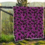 Purple Halloween Coffin Pattern Print Quilt