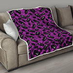 Purple Halloween Coffin Pattern Print Quilt