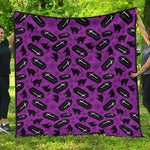 Purple Halloween Coffin Pattern Print Quilt