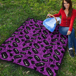 Purple Halloween Coffin Pattern Print Quilt