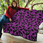 Purple Halloween Coffin Pattern Print Quilt