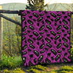 Purple Halloween Coffin Pattern Print Quilt