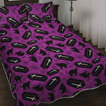 Purple Halloween Coffin Pattern Print Quilt Bed Set