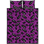 Purple Halloween Coffin Pattern Print Quilt Bed Set