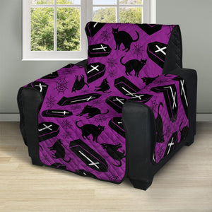 Purple Halloween Coffin Pattern Print Recliner Protector