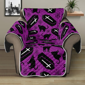 Purple Halloween Coffin Pattern Print Recliner Protector