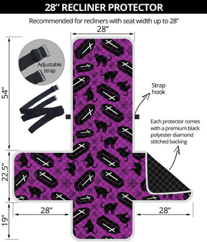 Purple Halloween Coffin Pattern Print Recliner Protector