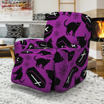 Purple Halloween Coffin Pattern Print Recliner Slipcover