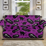 Purple Halloween Coffin Pattern Print Sofa Protector