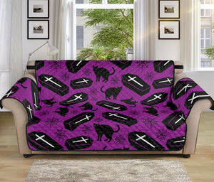 Purple Halloween Coffin Pattern Print Sofa Protector