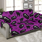 Purple Halloween Coffin Pattern Print Sofa Protector