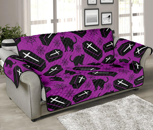 Purple Halloween Coffin Pattern Print Sofa Protector