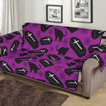 Purple Halloween Coffin Pattern Print Sofa Protector