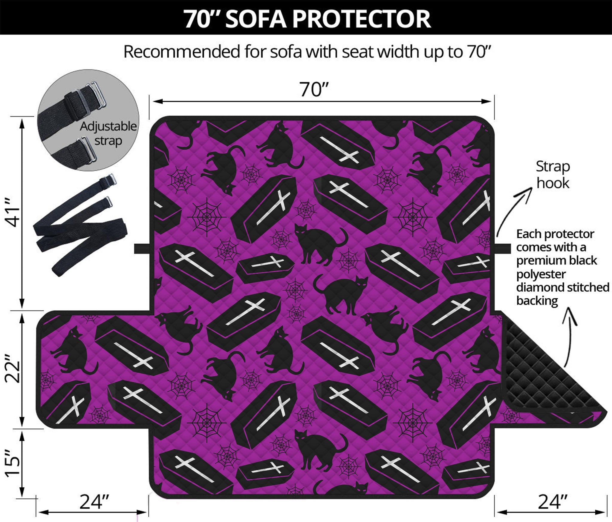 Purple Halloween Coffin Pattern Print Sofa Protector