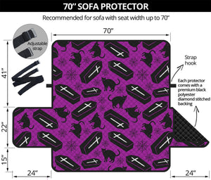 Purple Halloween Coffin Pattern Print Sofa Protector