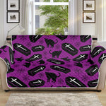 Purple Halloween Coffin Pattern Print Sofa Protector