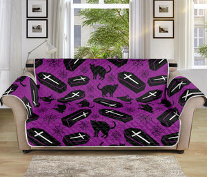 Purple Halloween Coffin Pattern Print Sofa Protector