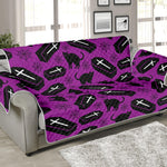 Purple Halloween Coffin Pattern Print Sofa Protector