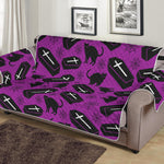 Purple Halloween Coffin Pattern Print Sofa Protector