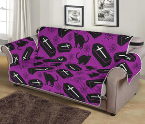 Purple Halloween Coffin Pattern Print Sofa Protector