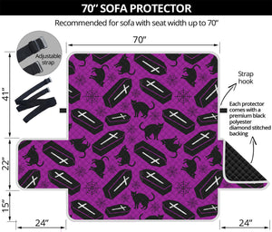 Purple Halloween Coffin Pattern Print Sofa Protector