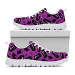 Purple Halloween Coffin Pattern Print White Sneakers