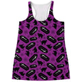 Purple Halloween Coffin Pattern Print Women's Racerback Tank Top