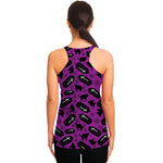 Purple Halloween Coffin Pattern Print Women's Racerback Tank Top