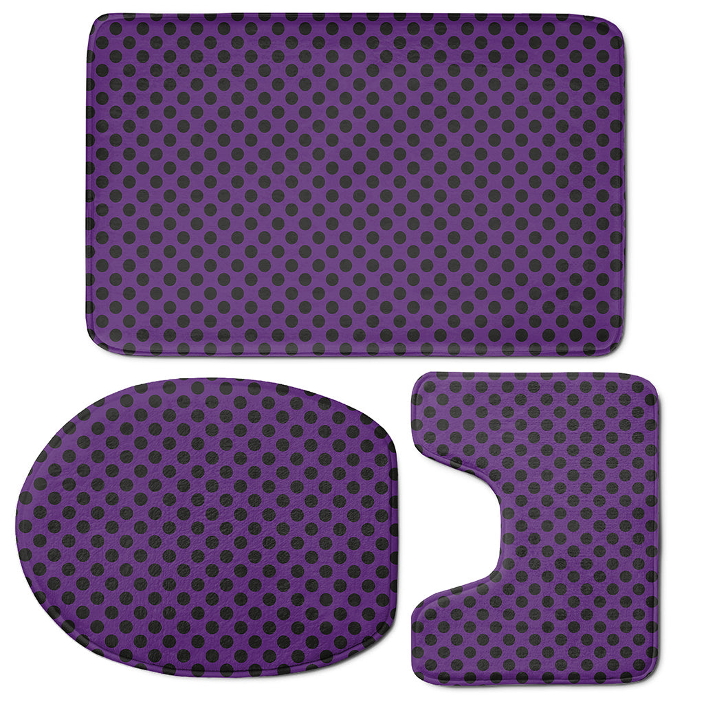 Purple Halloween Pattern Print 3 Piece Bath Mat Set