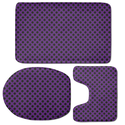 Purple Halloween Pattern Print 3 Piece Bath Mat Set