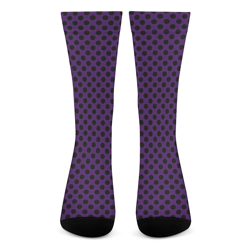 Purple Halloween Pattern Print Crew Socks