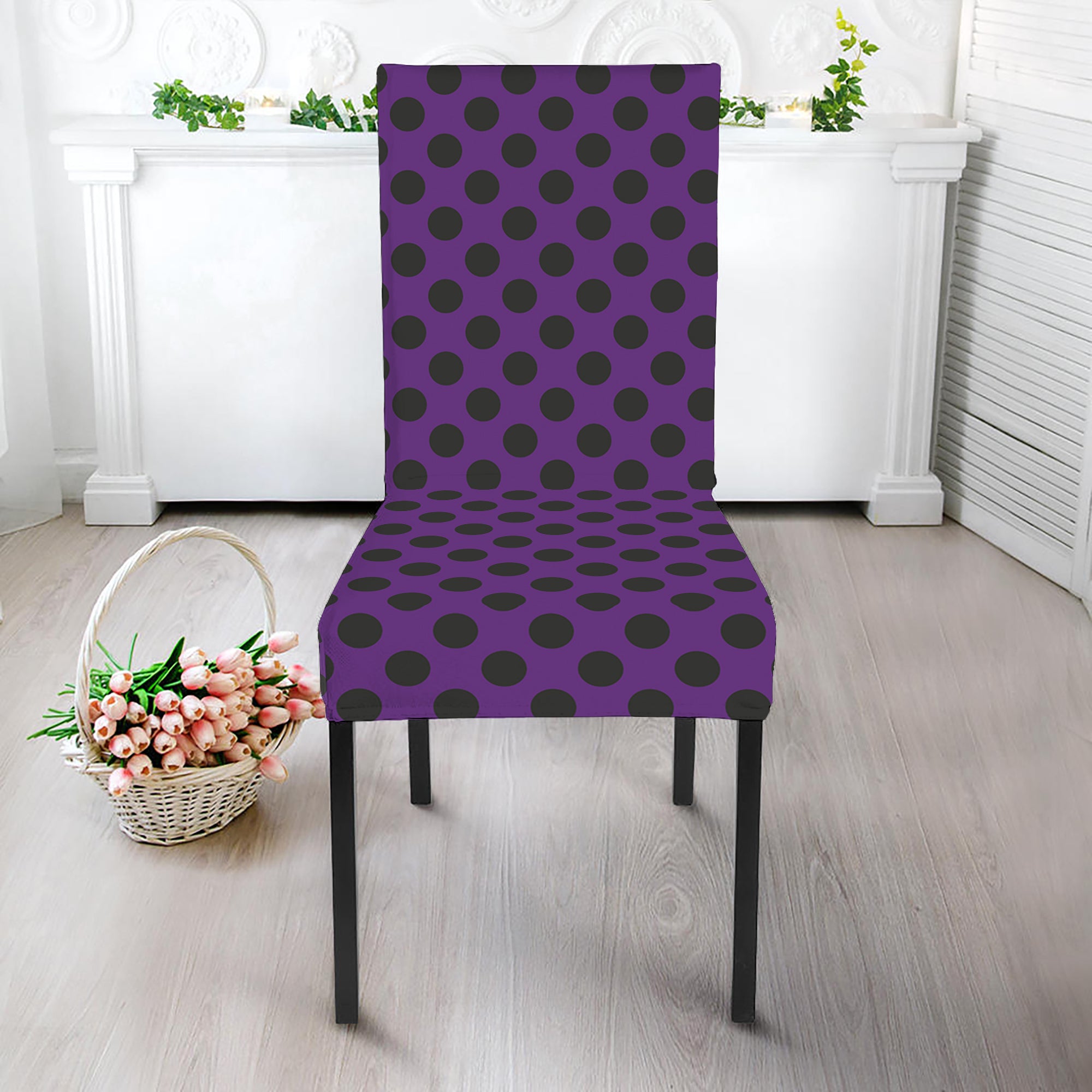Purple Halloween Pattern Print Dining Chair Slipcover