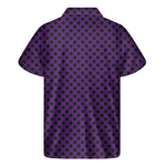 Purple Halloween Pattern Print Men's Short Sleeve Shirt