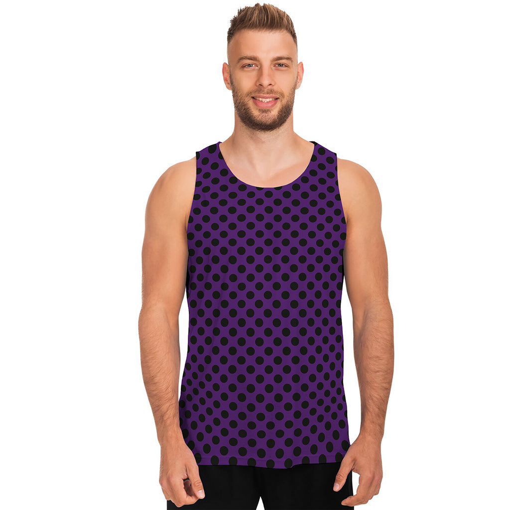 Purple Halloween Pattern Print Men's Tank Top
