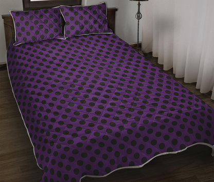 Purple Halloween Pattern Print Quilt Bed Set