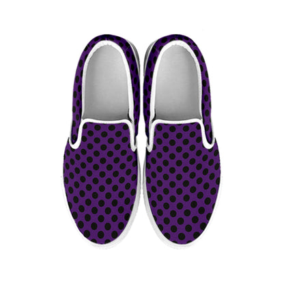 Purple Halloween Pattern Print White Slip On Shoes