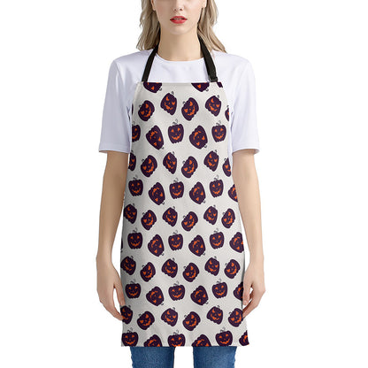 Purple Halloween Pumpkin Pattern Print Apron