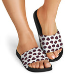Purple Halloween Pumpkin Pattern Print Black Slide Sandals
