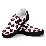 Purple Halloween Pumpkin Pattern Print Black Slip On Shoes