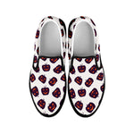 Purple Halloween Pumpkin Pattern Print Black Slip On Shoes