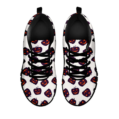 Purple Halloween Pumpkin Pattern Print Black Sneakers