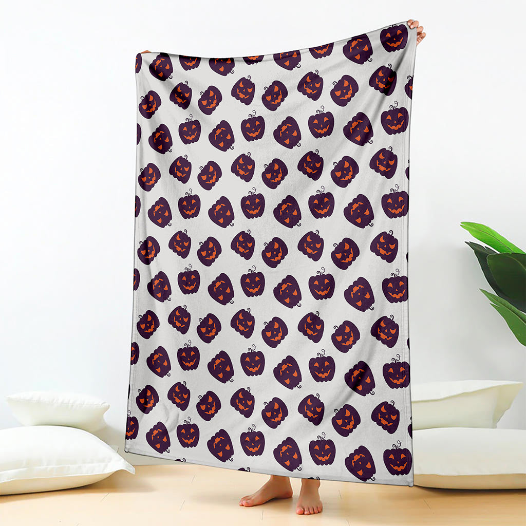 Purple Halloween Pumpkin Pattern Print Blanket