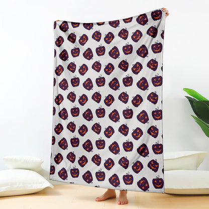 Purple Halloween Pumpkin Pattern Print Blanket