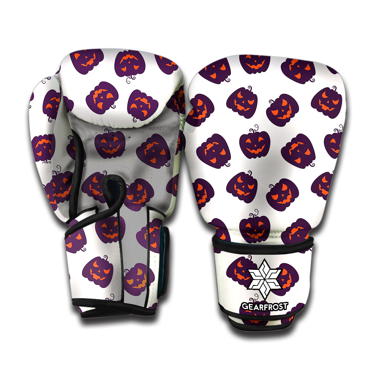 Purple Halloween Pumpkin Pattern Print Boxing Gloves