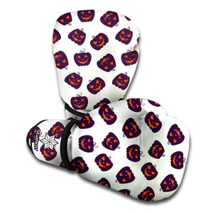 Purple Halloween Pumpkin Pattern Print Boxing Gloves